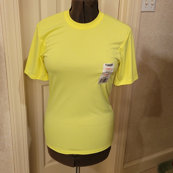 Hanes Cool Dri Short Sleeve Tee Yellow Safety Unisex New - Picture 2 of 8